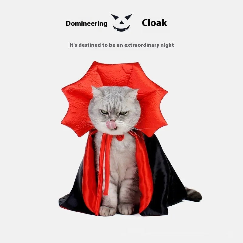 Black and red Halloween costume for pet cat or dog in polyester fabric