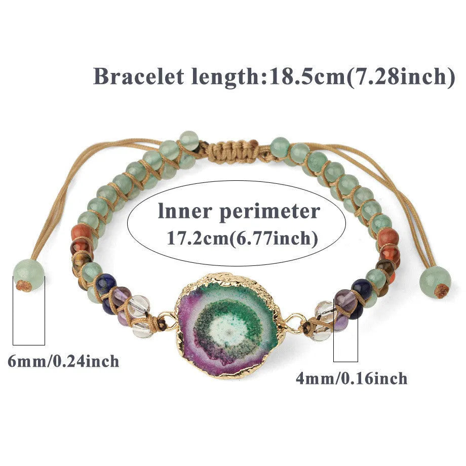 Agate natural crystal beaded braided yoga bracelet for women lapis G424 colour onyx and crystal geometric shape