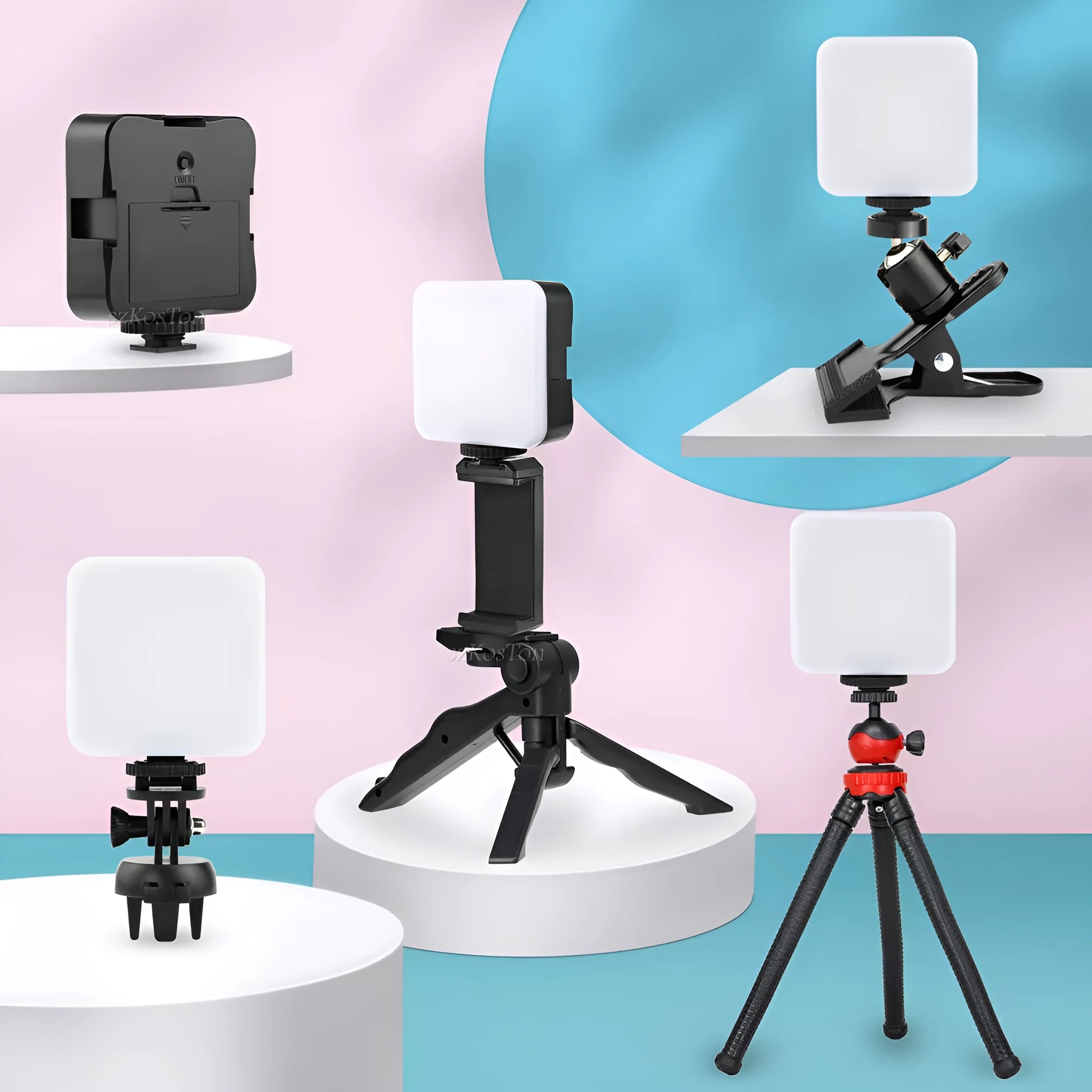 LED mini square outdoor pocket light tripod flash with rotatable head on a small stand