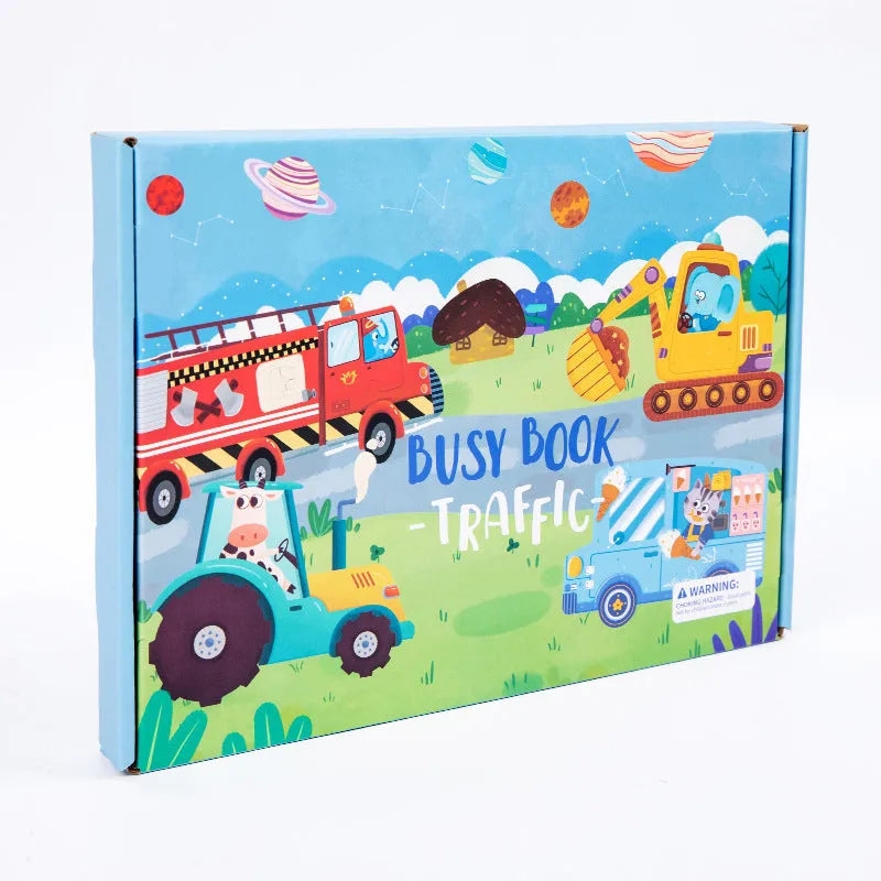 Children's early education velcro quiet book in dinosaur style on white background