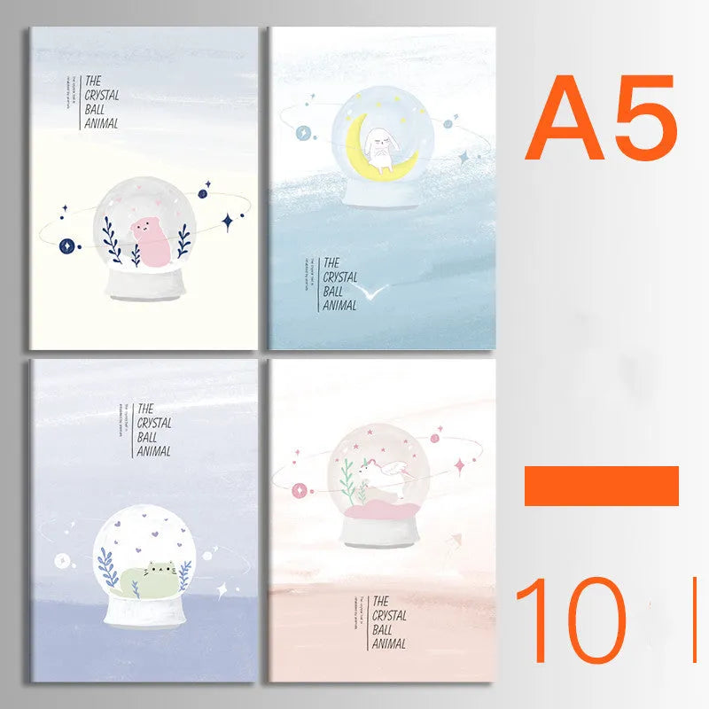 Ten soft cover thread-bound notebooks in A5 and B5 sizes with various designs
