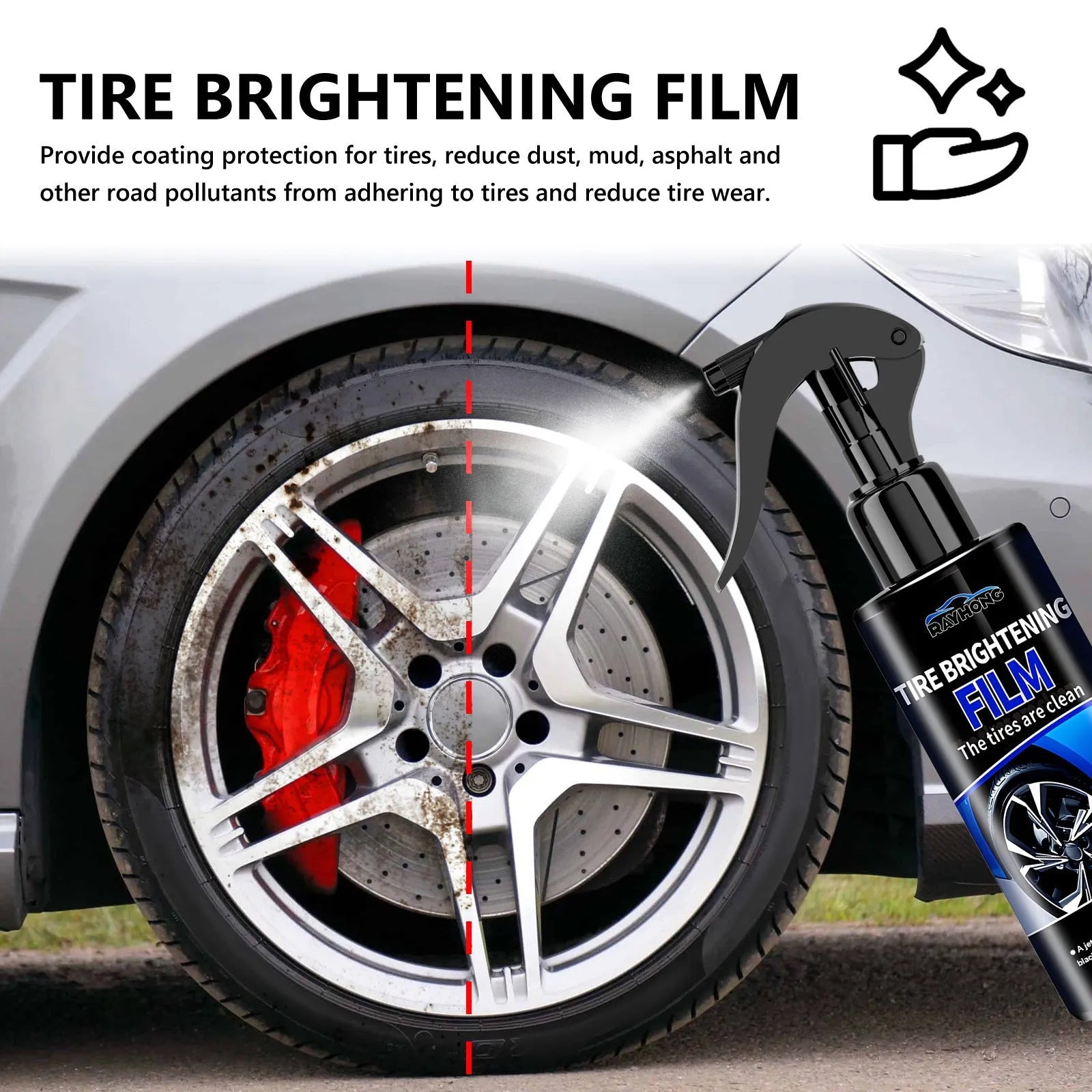 Car tire spray paint 100ml bottle with cleaning agent for tyre refurbishment and polishing