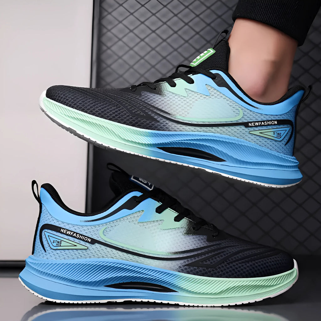 Men's black casual shoes with breathable mesh upper and rubber sole for summer wear