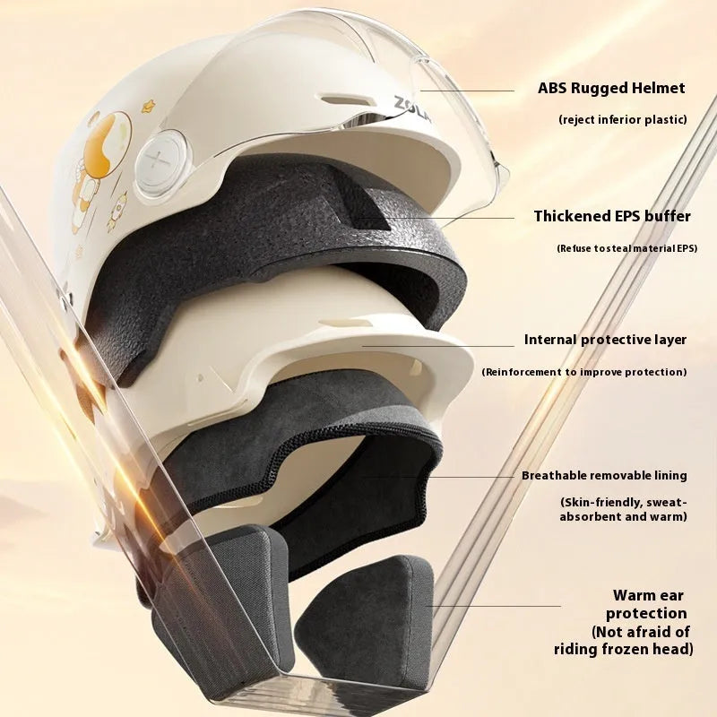Khaki coloured ABS plastic motorcycle half helmet with a removable mirrored visor on a white background.