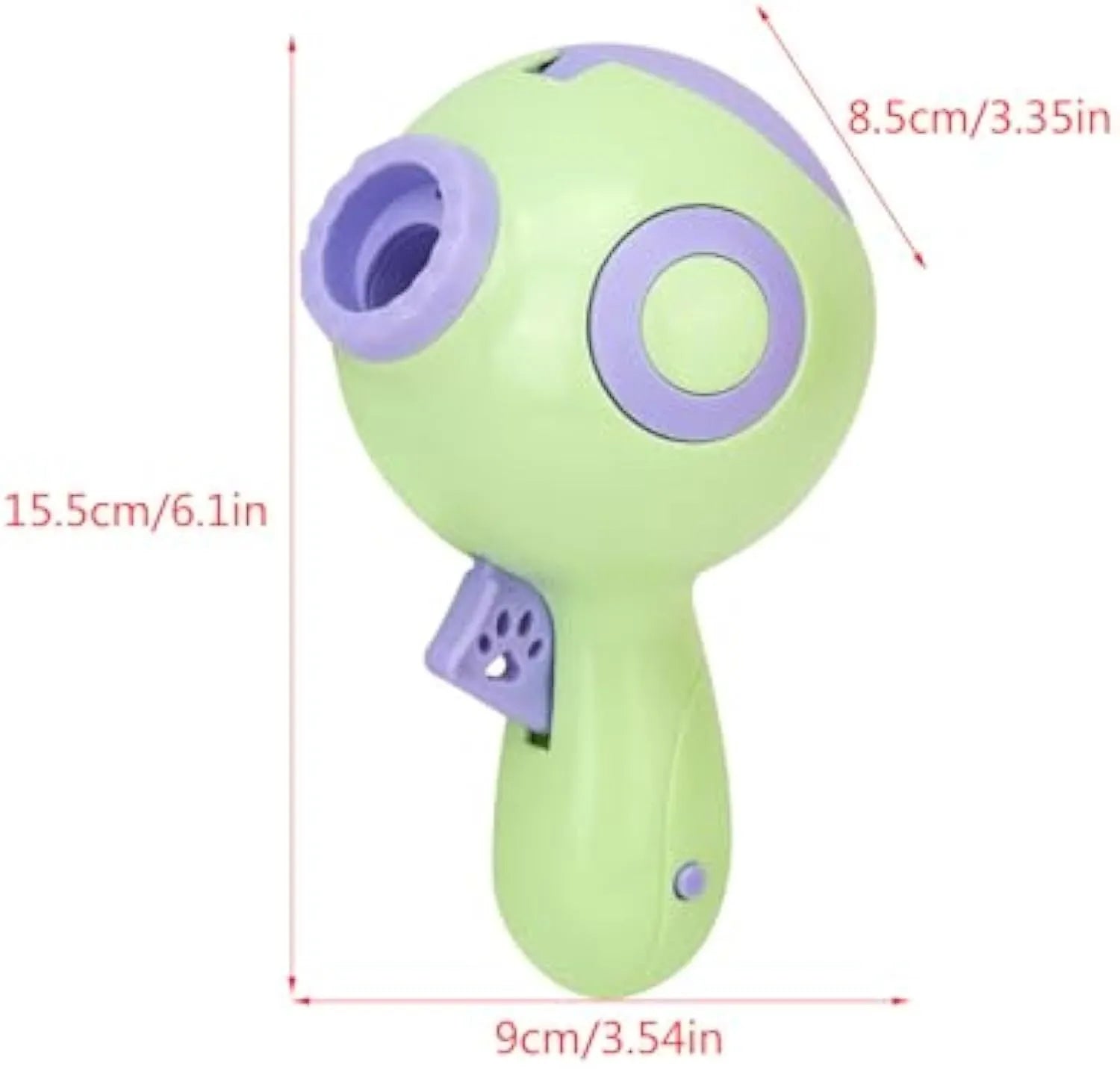 Green dog treat launcher toy with automatic food dispenser for pet training