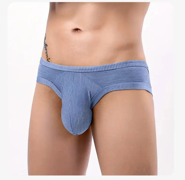 Men's sexy back hollow briefs in cotton, showing low waist boxer style in multiple colours