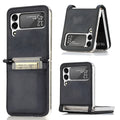 Leather card protective cover for Samsung Z Flip 3 5G with TPU frame and card slot in solid black colour