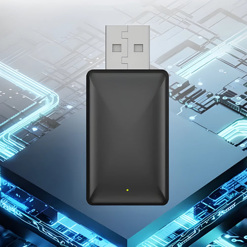Black A7 model 2-in-1 wireless car adapter with aluminium alloy and ABS construction