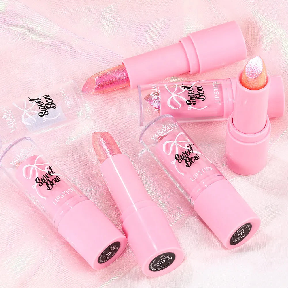 Sweetheart Bow design Starlight Diamond lipstick in six colour options with anti-discoloration properties