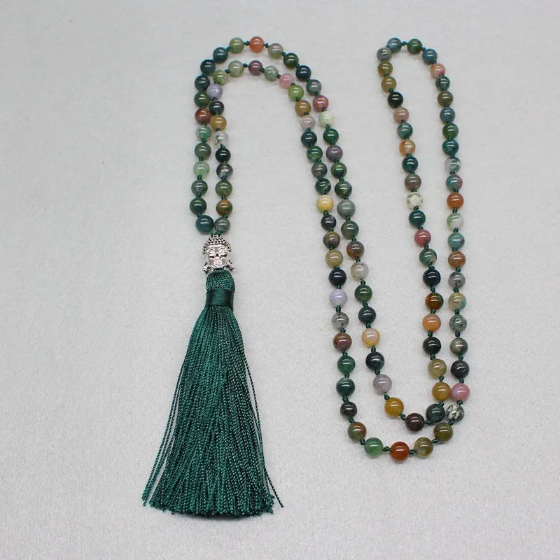 Natural agate bracelet with 108 geometric 6mm beads for blessing rituals and business gifts
