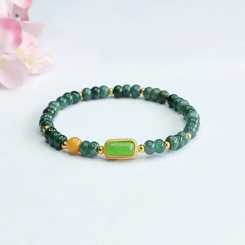 Natural stone blue water jade abacus beads bracelet with mixed gemstones for women