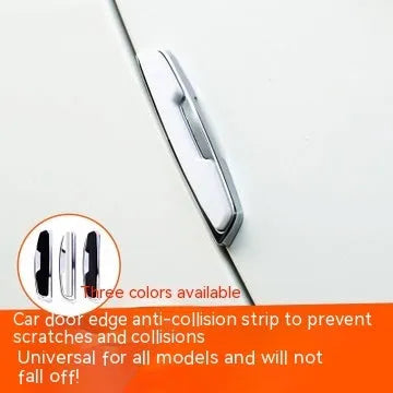 Black plastic silicone car door bumper strips measuring 9.5cm by 2cm in four-piece protective set