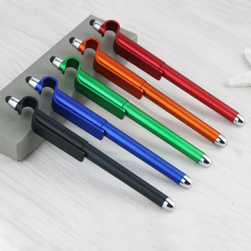 Black multifunctional mobile phone holder touch screen pen with 0.5mm tip and integrated stand function