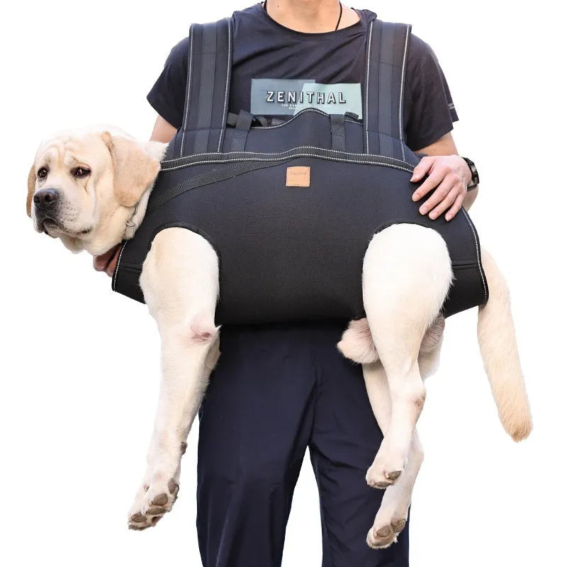 Black Oxford cloth dog backpack for medium to large pets in three size options