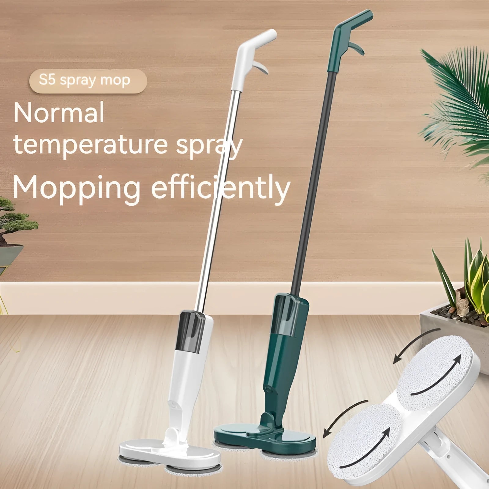 Wireless sweeping and mopping all-in-one machine in S5 Green colour with separate washbasin.