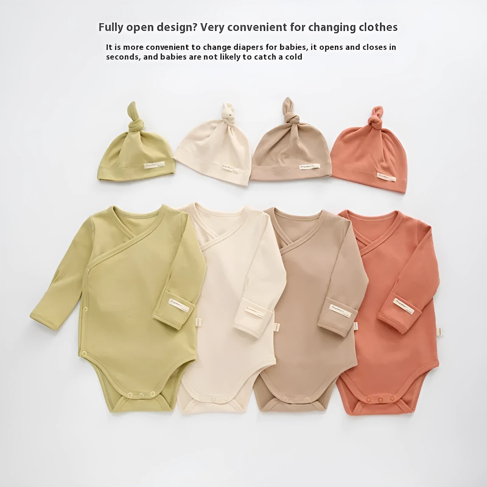 Pure cotton newborn triangle jumpsuit for boys and girls in apricot colour, suitable height 66-90cm