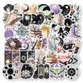 Bohemian wizard graffiti stickers 50-pack on PVC matte film showing three retro designs 5-7cm each