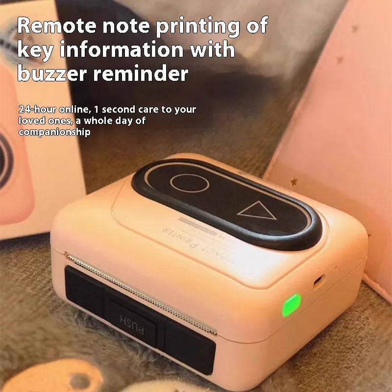 Bluetooth mini thermal printer in avocado green pink small yellow duck or white colours with 87x79x39mm dimensions
