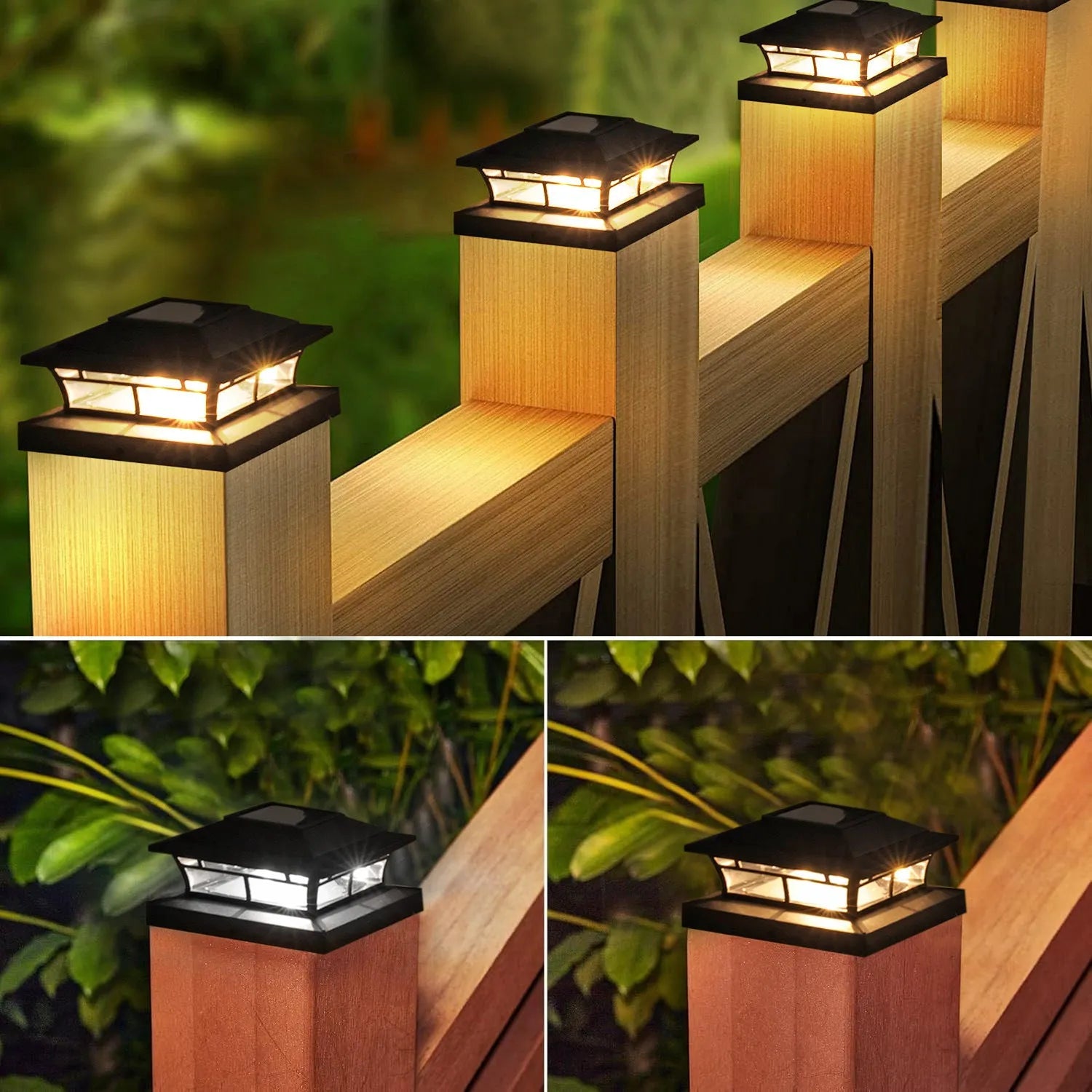 Solar pile fence outdoor yard lamp with ABS shell, warm and white light options, for garden handrail and lawn