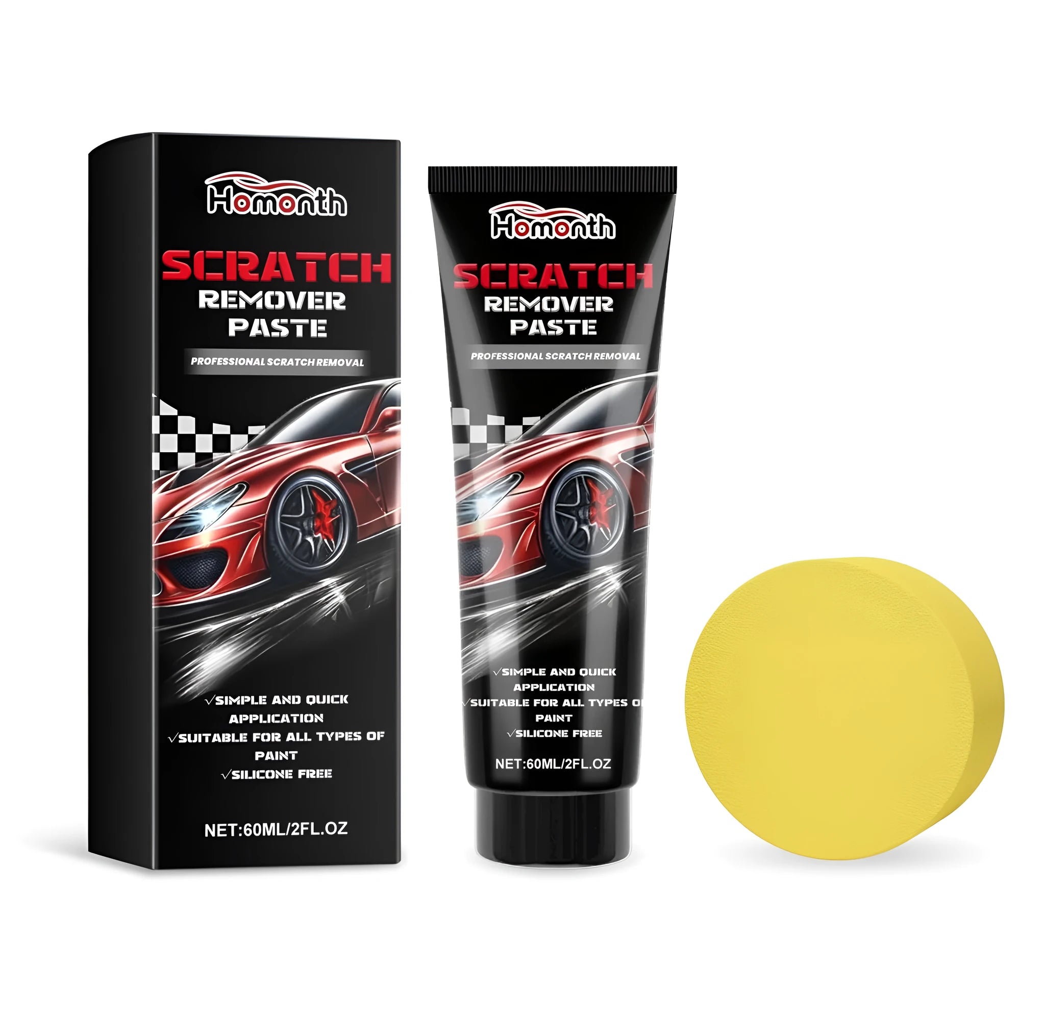 Scratch repair cream bottle with sponge applicator for surface marks