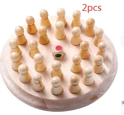 Children's wooden memory chess game made from beech wood on a 17x17cm board with 4.8cm pieces.