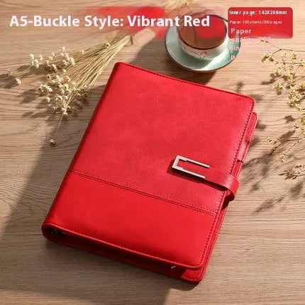 A5 soft PU leather business notebook in brown, black, green, red, or blue with gift box option