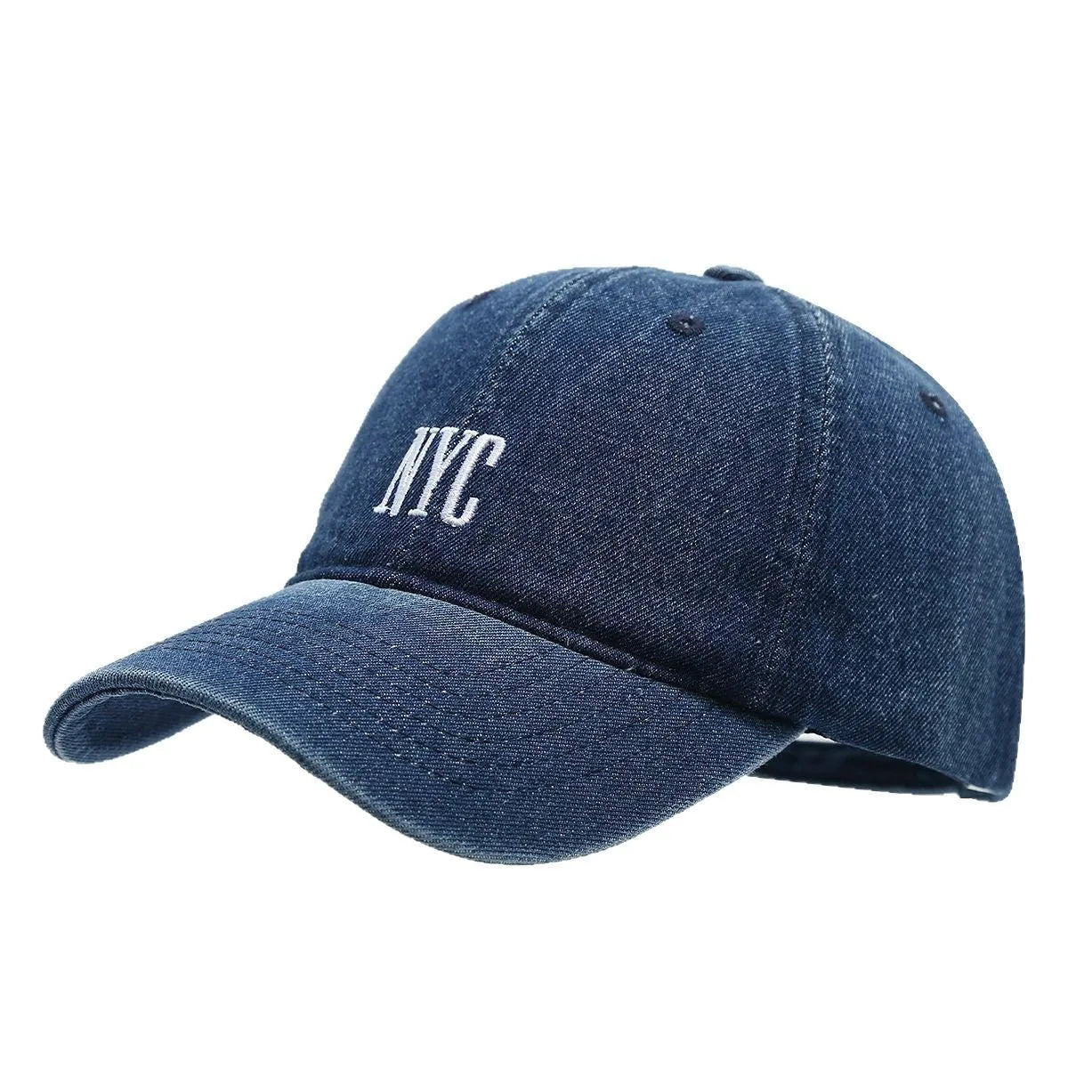 American retro denim baseball cap with embroidered English letters on dome crown