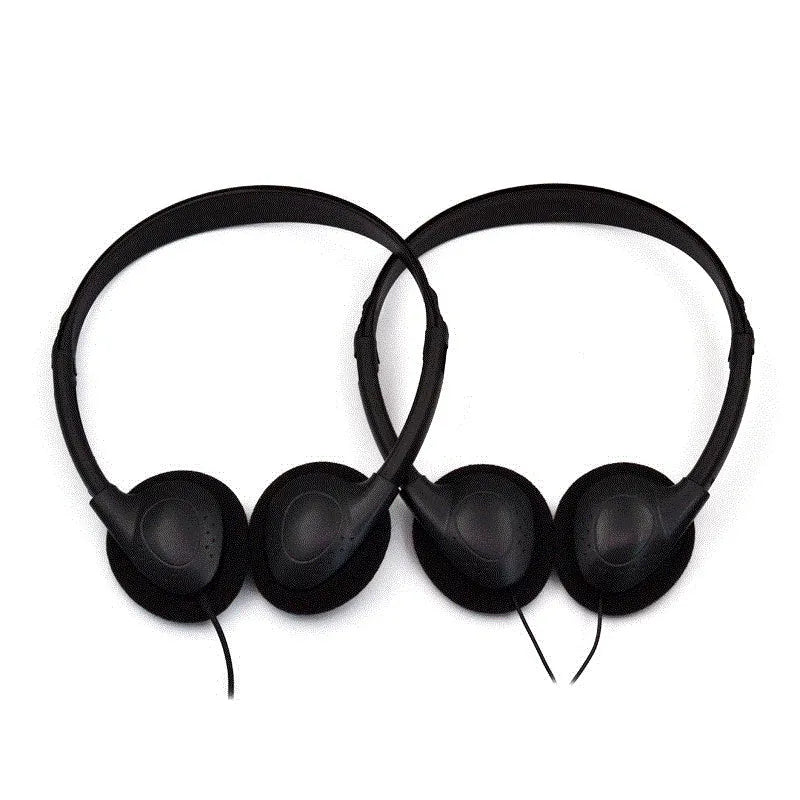 Solid colour wired airline headphones with 3.5mm plug and ABS build in multiple colours