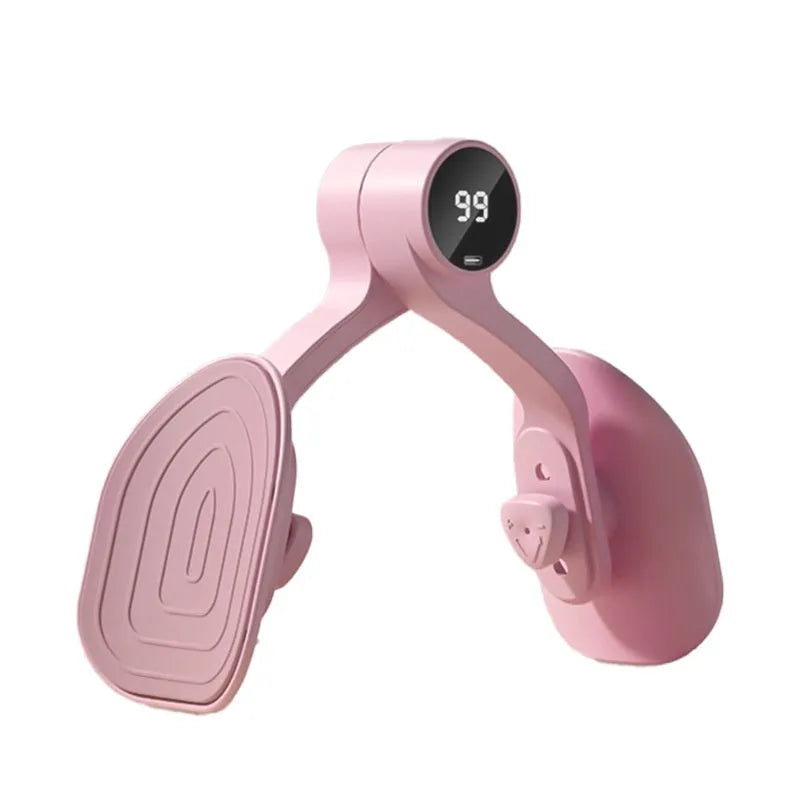 Pink pelvic floor muscle trainer with rubber coating and three gear adjustment settings