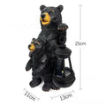 Resin American Black Bear mother and child lantern ornament for tabletop or garden decor