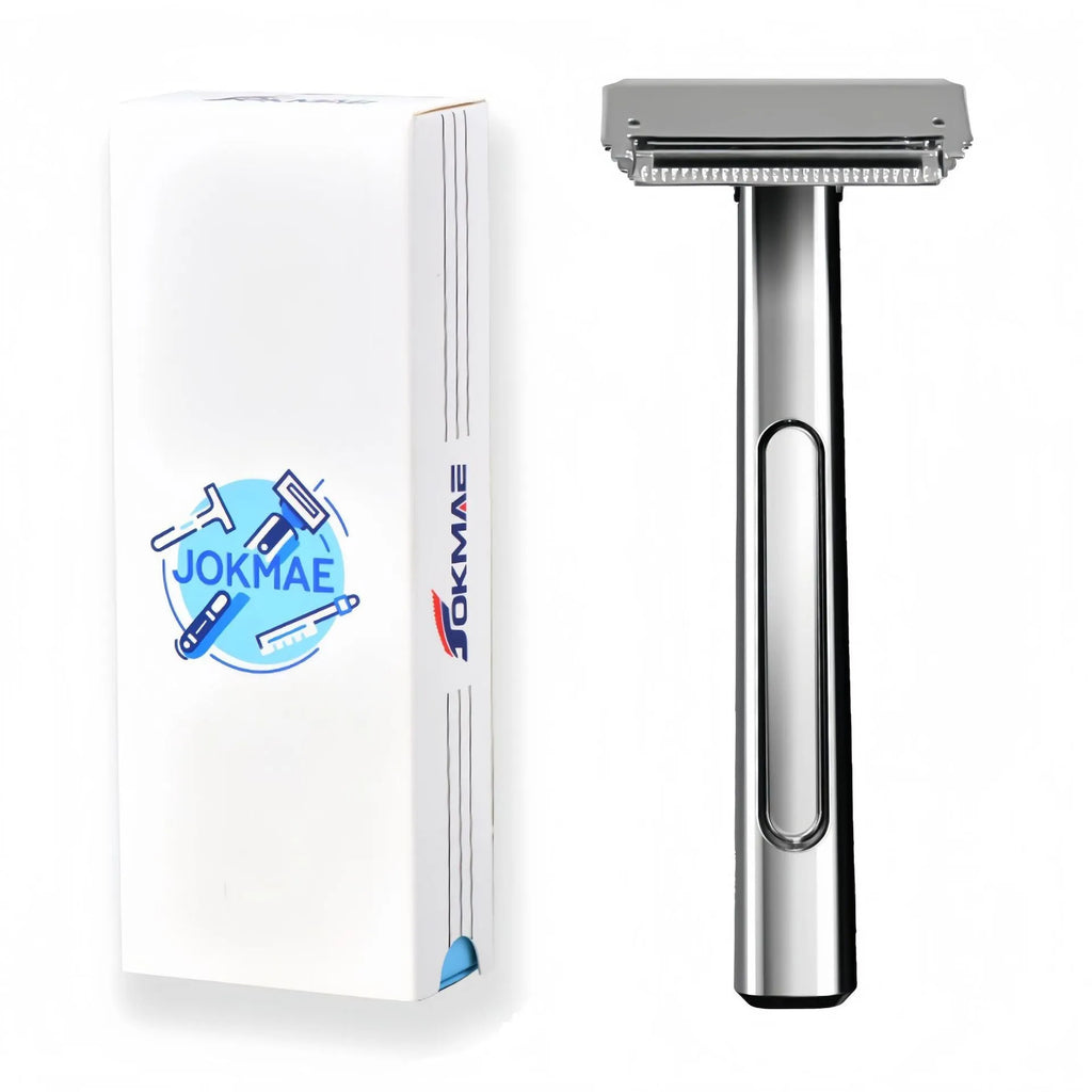 Double-layer half-blade manual shaver with suspension knife head in bronze, gun metal, silver, or gold-plated purple colour