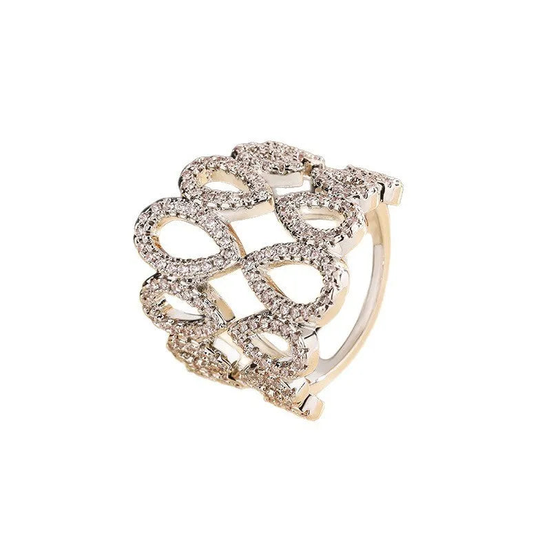 Gold plated copper ring with inlaid hexagon cubic zirconia stone, women's size 8, colour KYRA01804