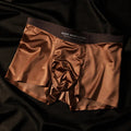 Men's ice silk colourblock seamless boxers in veil white, dream glass brown, silver bamboo grey, and moonlight blue