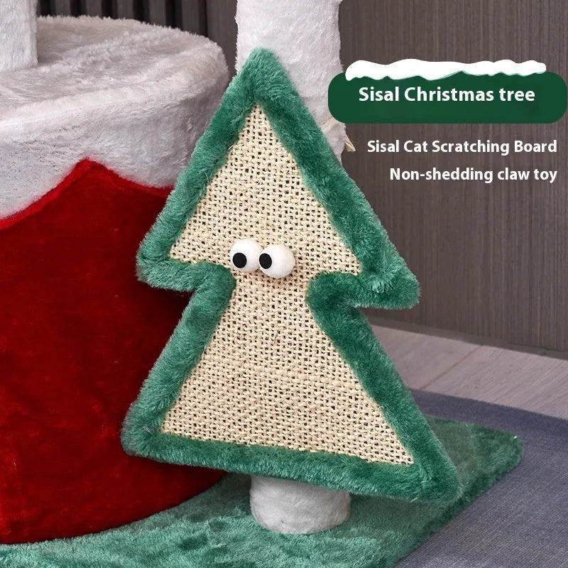 Christmas-themed cat scratch toy with integrated design and density plate scratching surface