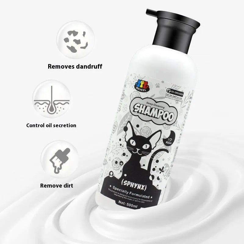 Anti-mite degreasing pet shower gel 500ml for multiple cat breeds including Ragdoll and British Shorthair