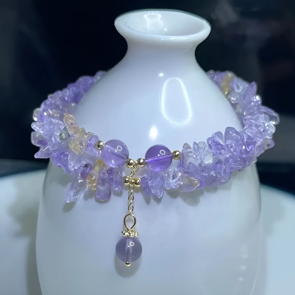 Double row ametrine crystal bracelet in D178 colour with manual craftsmanship