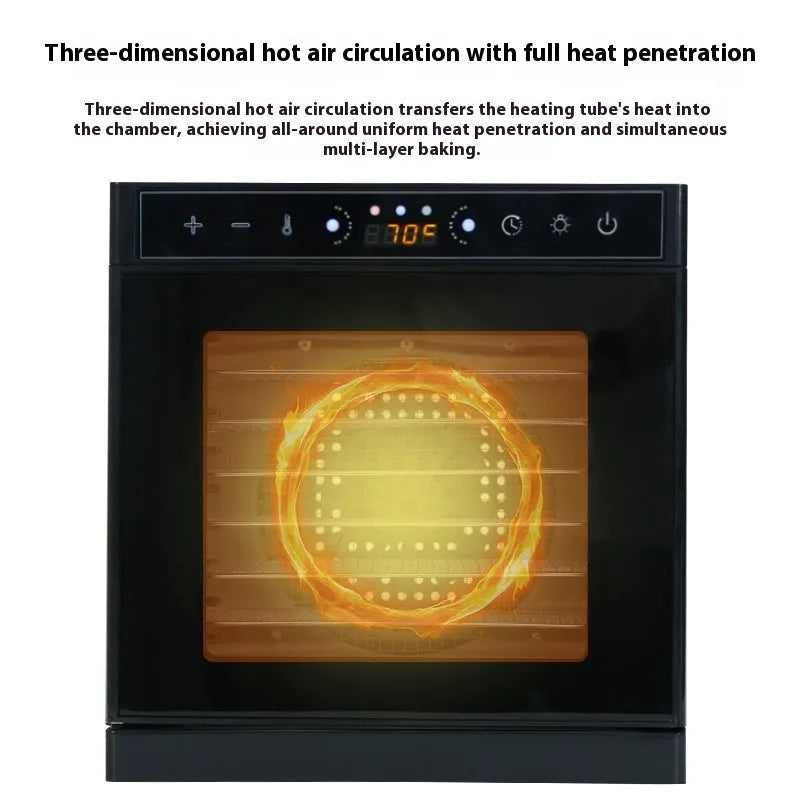 Stainless steel fruit dehydrator with visual skylight window and multiple drying trays