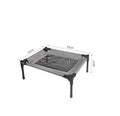 Black outdoor portable dog bed with steel frame and removable Oxford cloth cover.