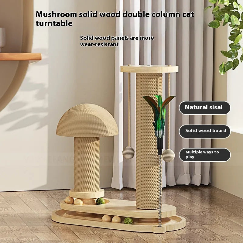 Solid wood cat turntable scratching post climbing frame in multiple style options