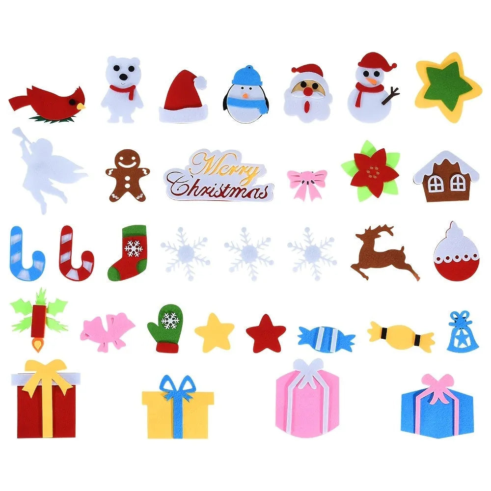 Felt Christmas tree and snowman holiday decoration in multiple styles for festive wall art
