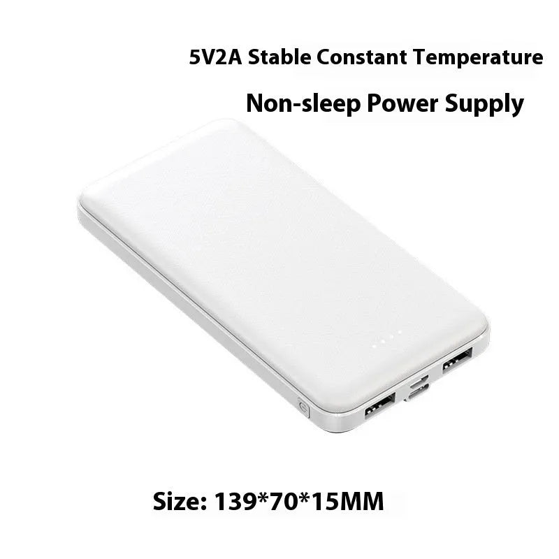 20000 mAh plastic-shell power bank with multi-U port output, black colour, 139x70x15mm