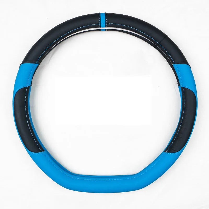 Universal leather steering wheel cover for 38cm wheels in multiple colour options