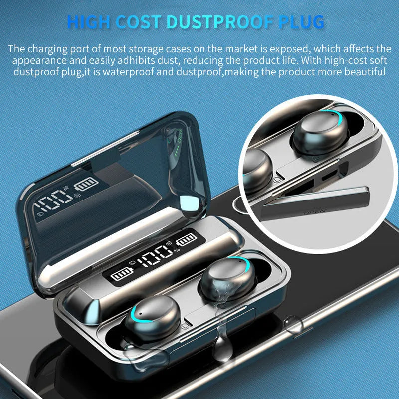 Wireless Bluetooth headset sports mini earplug style in black with USB charging