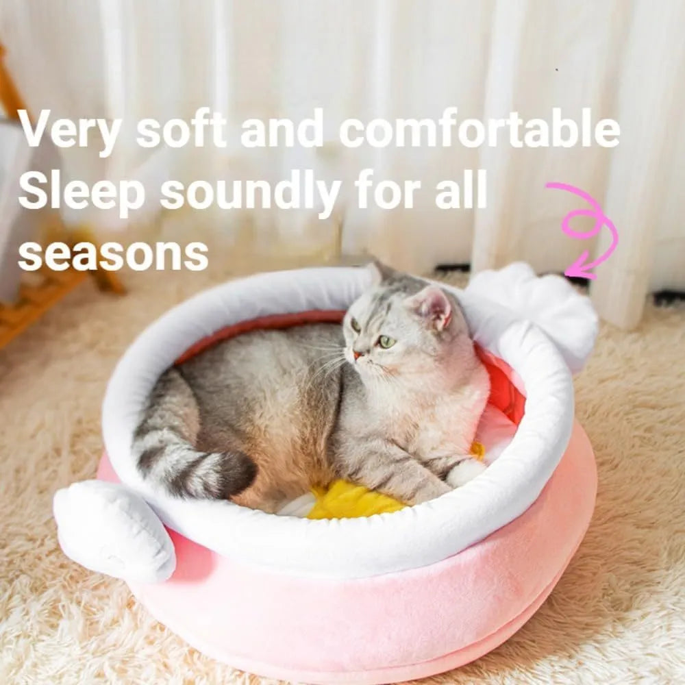 Honey pot magic shape cat sofa bed in pink or yellow with removable pad for small cats and dogs