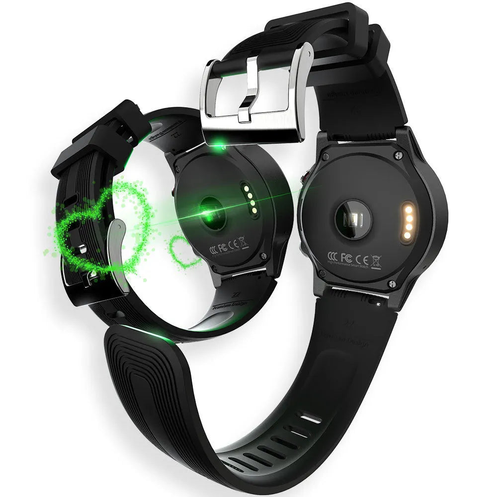 Black men's smart watch with Bluetooth calling and GPS exercise modes on a wrist