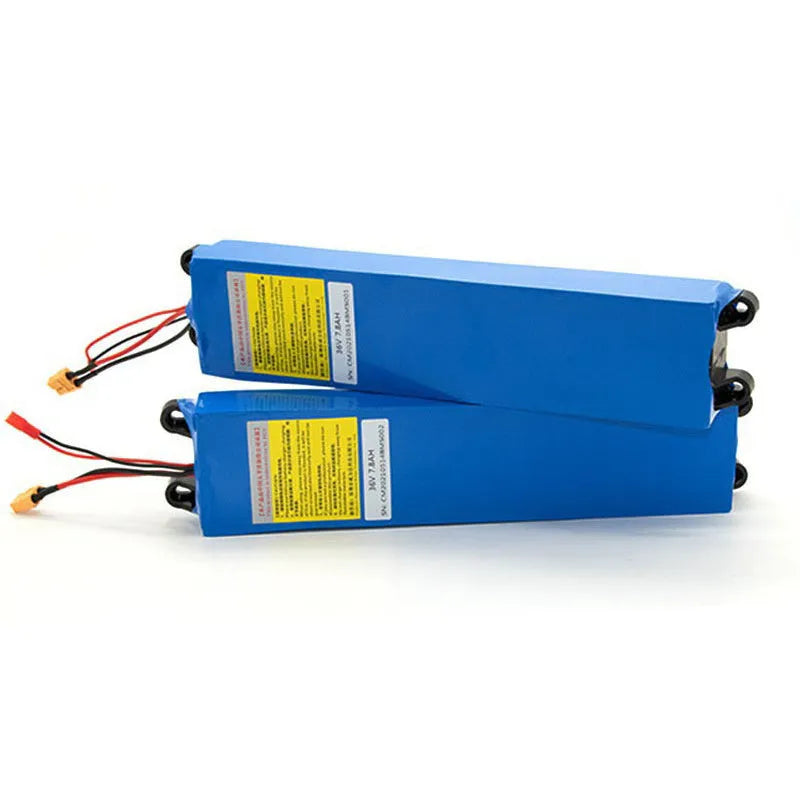 36V electric scooter lithium battery pack showing capacity options 6.6Ah, 7.8Ah and 10.4Ah