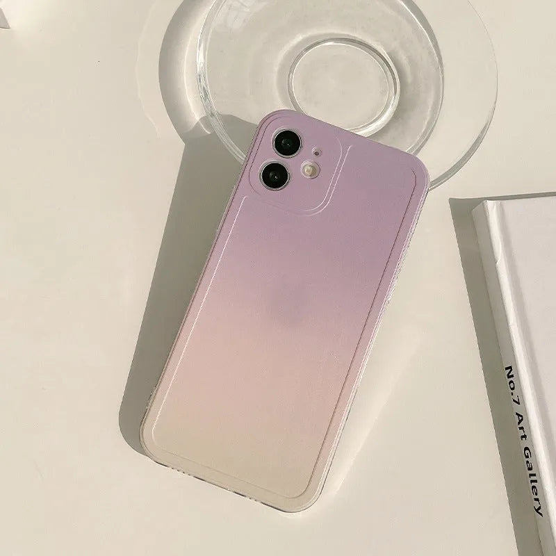 Yellow purple gradient silicone iPhone case with X bracket for multiple models