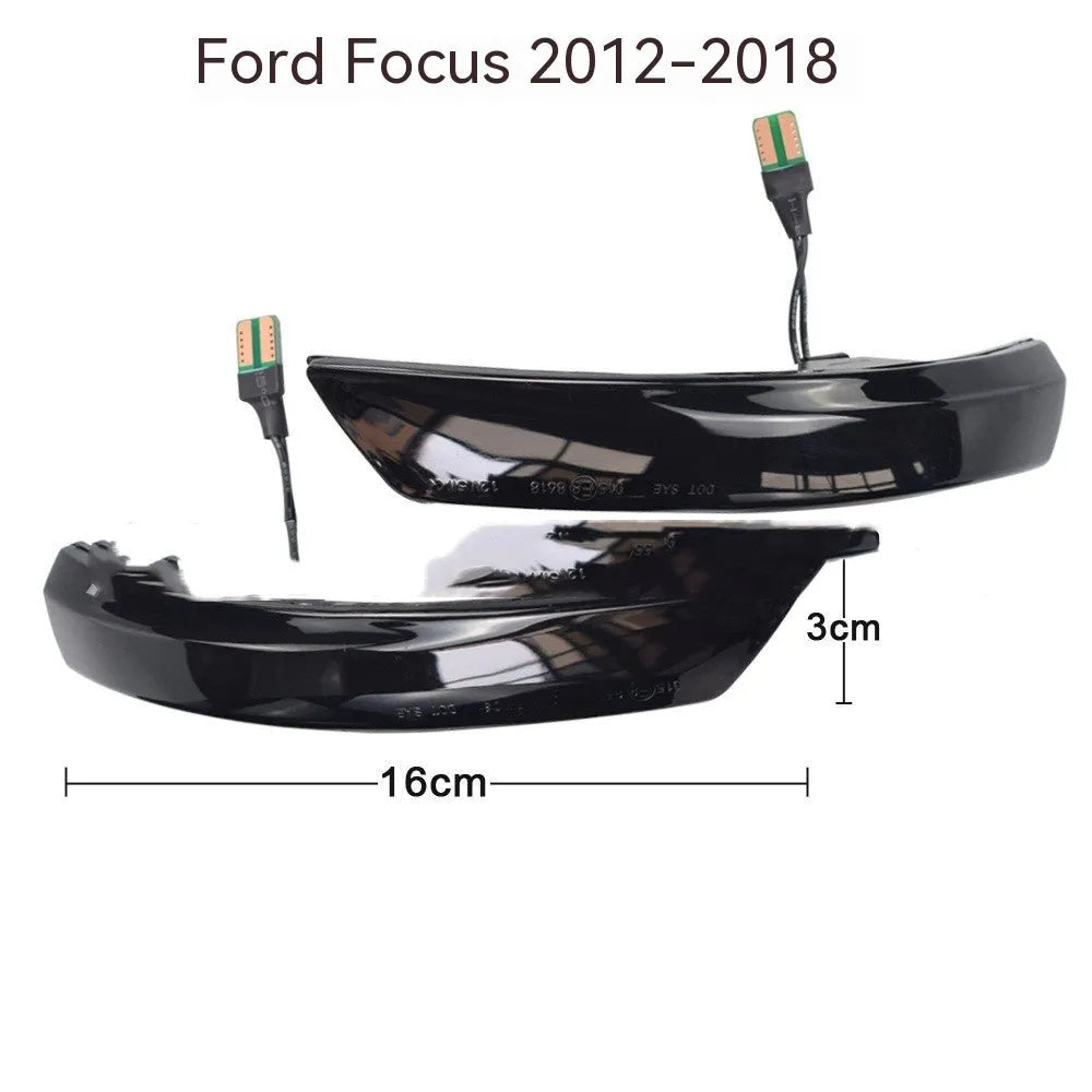 Ford Focus Mondeo rearview mirror waterfall lights with yellow and blue LED illumination in ABS plastic housing