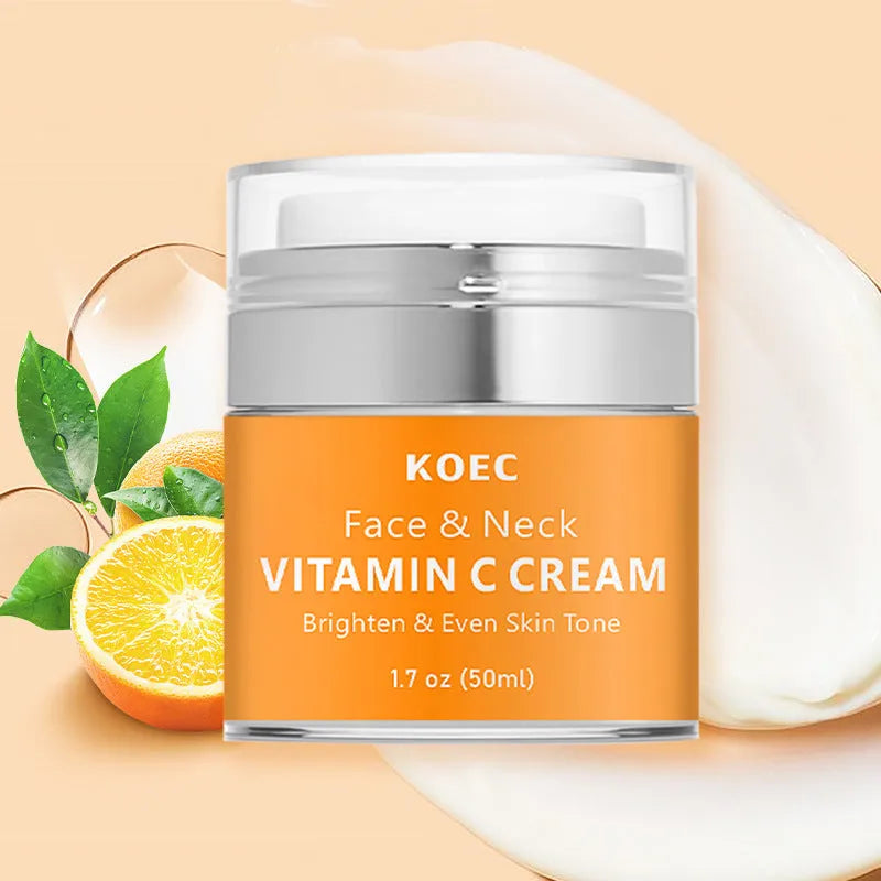 KOEC Retinol VC Neck Cream 50g jar with English packaging for wrinkle reduction and moisturising