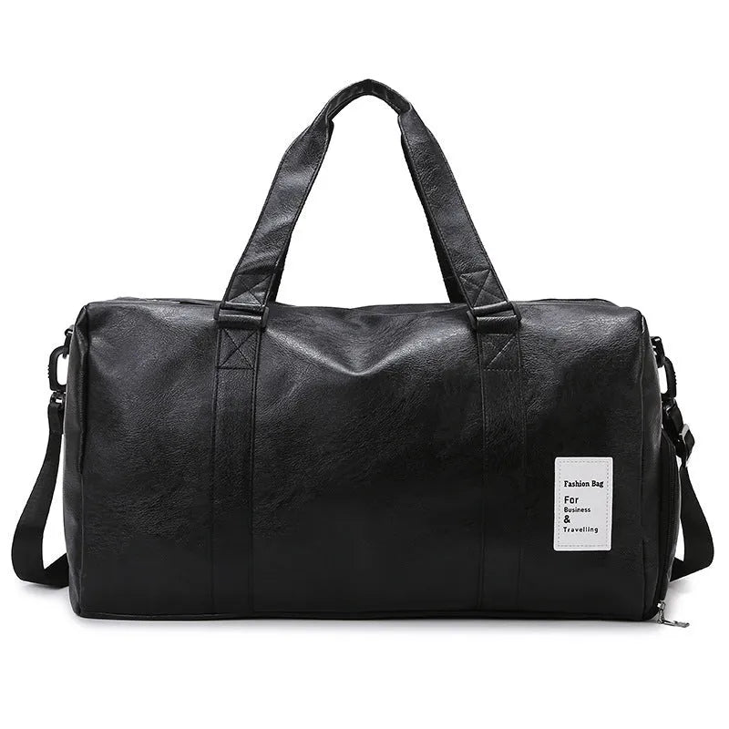 Black dry wet separation fitness shoulder messenger bag showing separate compartments